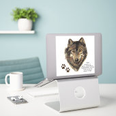 Wolf Totem, Dierengids Inspirerend Symbool Sticker (Laptop op bureau)