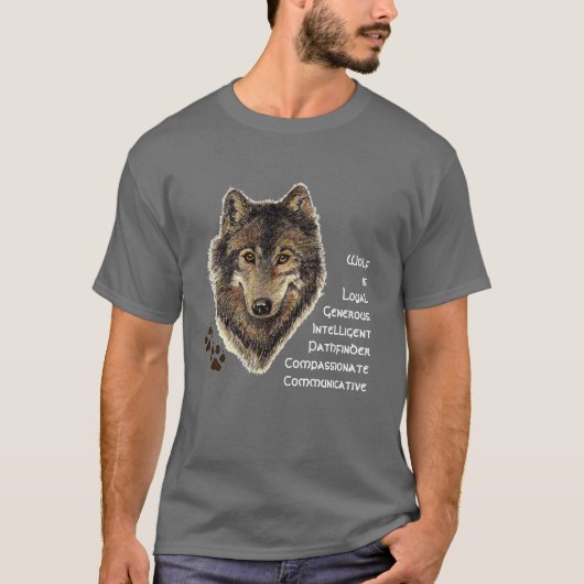Wolf Totem, Dierengids Inspirerend Symbool T-shirt (Voorkant)