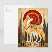 Wolf Totem – Guardian in Deco Style Briefkaart (Voorkant / Achterkant)