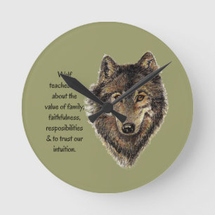 Wolf totem Inspirerend Spirit Animal Ronde Klok