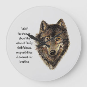 Wolf totem Inspirerend Spirit Animal Round Grote Klok
