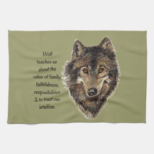 Wolf totem Inspirerend Spirit Animal Theedoek (Horizontaal)
