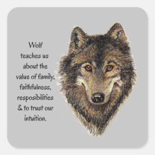 Wolf totem Inspirerend Spirit Animal Vierkante Sticker