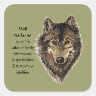 Wolf totem Inspirerend Spirit Animal Vierkante Sticker