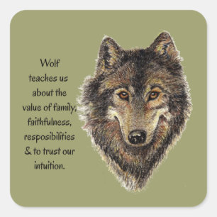 Wolf totem Inspirerend Spirit Animal Vierkante Sticker