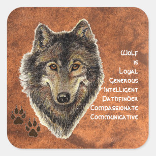 Wolf Totem, Inspirerend symbool voor diergids Vierkante Sticker
