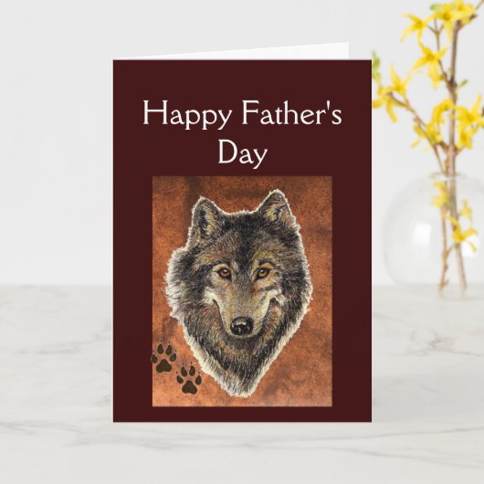 Wolf & Tracks Quote Happy Vaderdag Kaart (Gele Bloem)