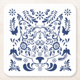 Wolf traditionele folk ornament Papier Onderzetter