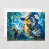 Wolf-transformerende afbeelding in fantasie-oliest feestdagenkaart (Voorkant / Achterkant)