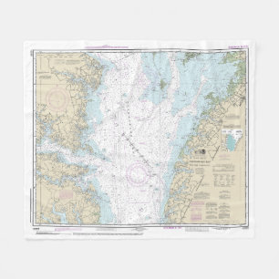 Wolf Trap naar Smith Point Nautical Chart Fleece Deken