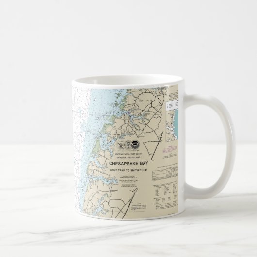 Wolf Trap naar Smith Point Nautical Chart Koffiemok (Rechts)
