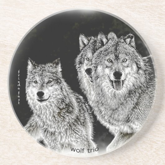 Wolf Trio Zandsteen Onderzetter (Voorkant)