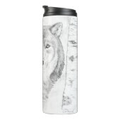 Wolf tussen berkenbomen op thermale fles (Geroteerd rechts)