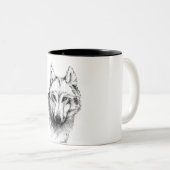 Wolf  tweekleurige koffiemok (Voorkant rechts)