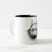 Wolf  tweekleurige koffiemok (Voorkant links)