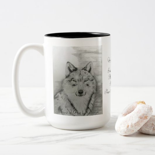 Wolf Two-Tone Coffee Mok (Met donut)