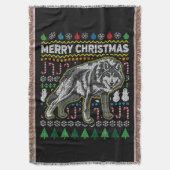 Wolf Ugly KerstSweater Wildlife Series Deken (Voorkant Verticaal)