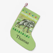 Wolf Ugly KerstSweater Wildlife Series Kleine Kerstsok (Voorkant (Hangend))