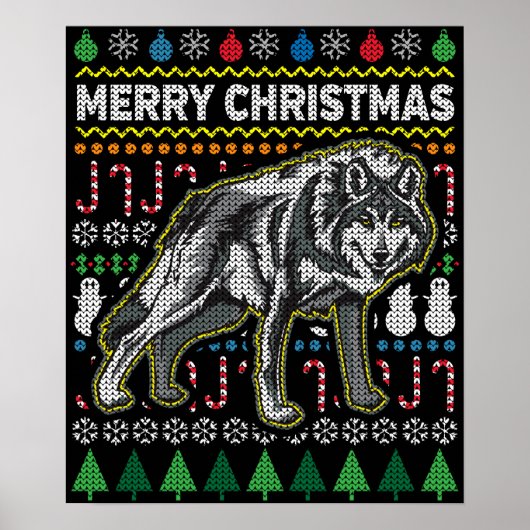 Wolf Ugly KerstSweater Wildlife Series Poster (Voorkant)
