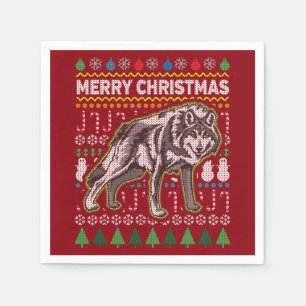 Wolf Ugly KerstSweater Wildlife Series Servet