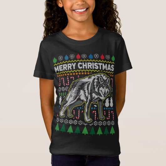 Wolf Ugly KerstSweater Wildlife Series T-shirt (Voorkant)