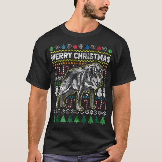Wolf Ugly KerstSweater Wildlife Series T-shirt (Voorkant)