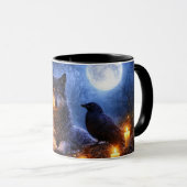Wolf Uil Raaf Mystische Koffiekop Mok (Voorkant rechts)