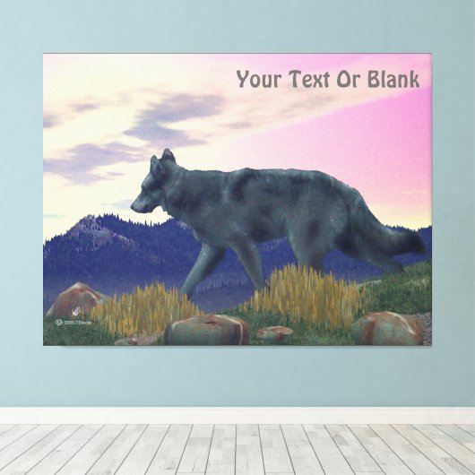 Wolf uit het hoge land canvas afdruk (Insitu (Houten vloer))