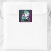 Wolf Under The Moon in Gay vlag kleuren Vierkante Sticker (Tas)