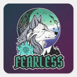 Wolf Under The Moon in Gay vlag kleuren Vierkante Sticker
