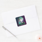 Wolf Under The Moon in Gay vlag kleuren Vierkante Sticker (Envelop)