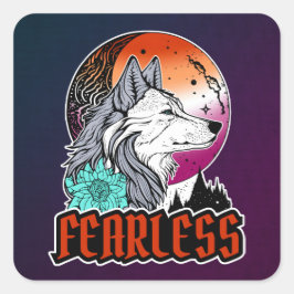 Wolf Under The Moon in Lesbische vlag kleuren Vierkante Sticker