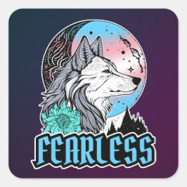 Wolf Under The Moon in transgender vlag kleuren Vierkante Sticker