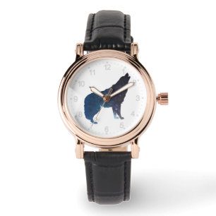 Wolf universum silhouette - Kies achtergrondkleur Horloge