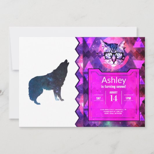 Wolf universum silhouette - Kies achtergrondkleur Kaart (Voorkant)