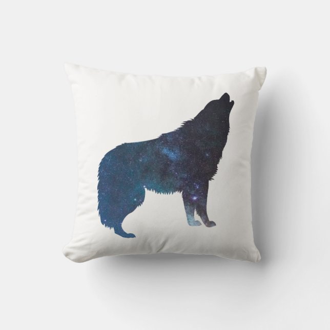 Wolf universum silhouette - Kies achtergrondkleur Kussen (Voorkant)