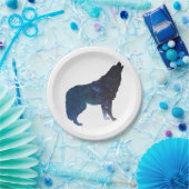 Wolf universum silhouette - Kies achtergrondkleur Papieren Bordje (Feest)