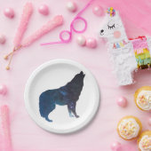 Wolf universum silhouette - Kies achtergrondkleur Papieren Bordje (Feest)