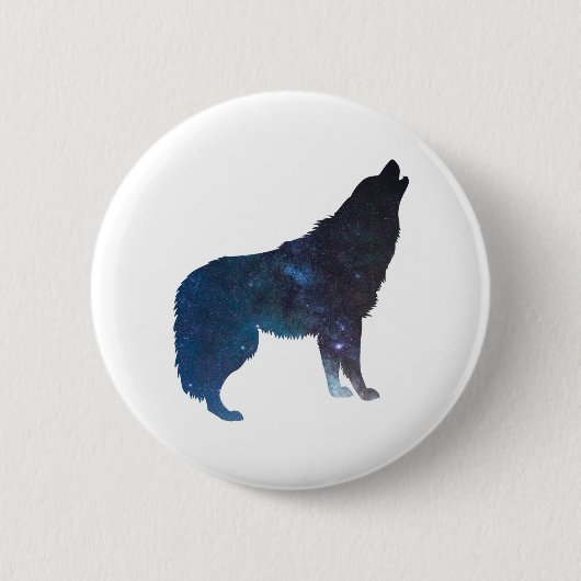 Wolf universum silhouette - Kies achtergrondkleur Ronde Button 5,7 Cm (Voorkant)