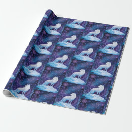 Wolf unter magischem Sternenhimmel Cadeaupapier