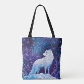 Wolf unter magischem Sternenhimmel Tote Bag (Achterkant)