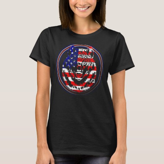 Wolf USA Amerikaanse vlag Patriottische 4 juli Wol T-shirt (Voorkant)