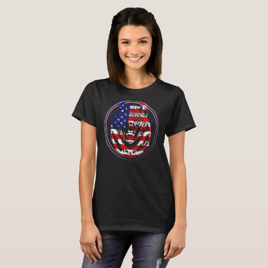 Wolf USA Amerikaanse vlag Patriottische 4 juli Wol T-shirt (Voorkant volledig)