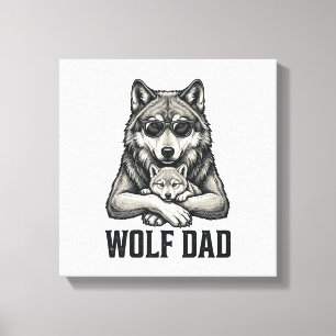 Wolf Vader Vintage Gravure Vector T-Shirt Ontwerp_ Canvas Afdruk