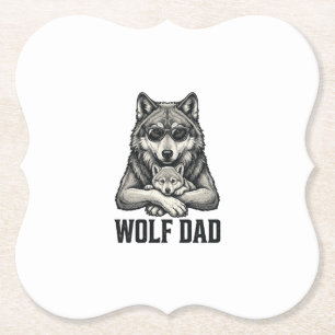 Wolf Vader Vintage Gravure Vector T-Shirt Ontwerp_ Kartonnen Onderzetters