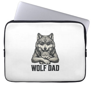 Wolf Vader Vintage Gravure Vector T-Shirt Ontwerp_ Laptop Sleeve