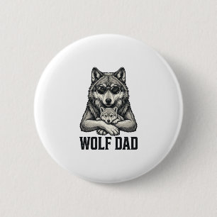Wolf Vader Vintage Gravure Vector T-Shirt Ontwerp_ Ronde Button 5,7 Cm