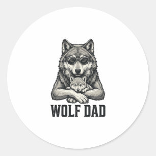 Wolf Vader Vintage Gravure Vector T-Shirt Ontwerp_ Ronde Sticker