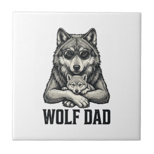 Wolf Vader Vintage Gravure Vector T-Shirt Ontwerp_ Tegeltje