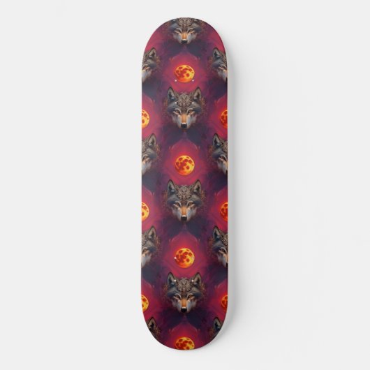 Wolf van de Blood Moon AI Fantasy Pop Art Persoonlijk Skateboard (Voorkant)